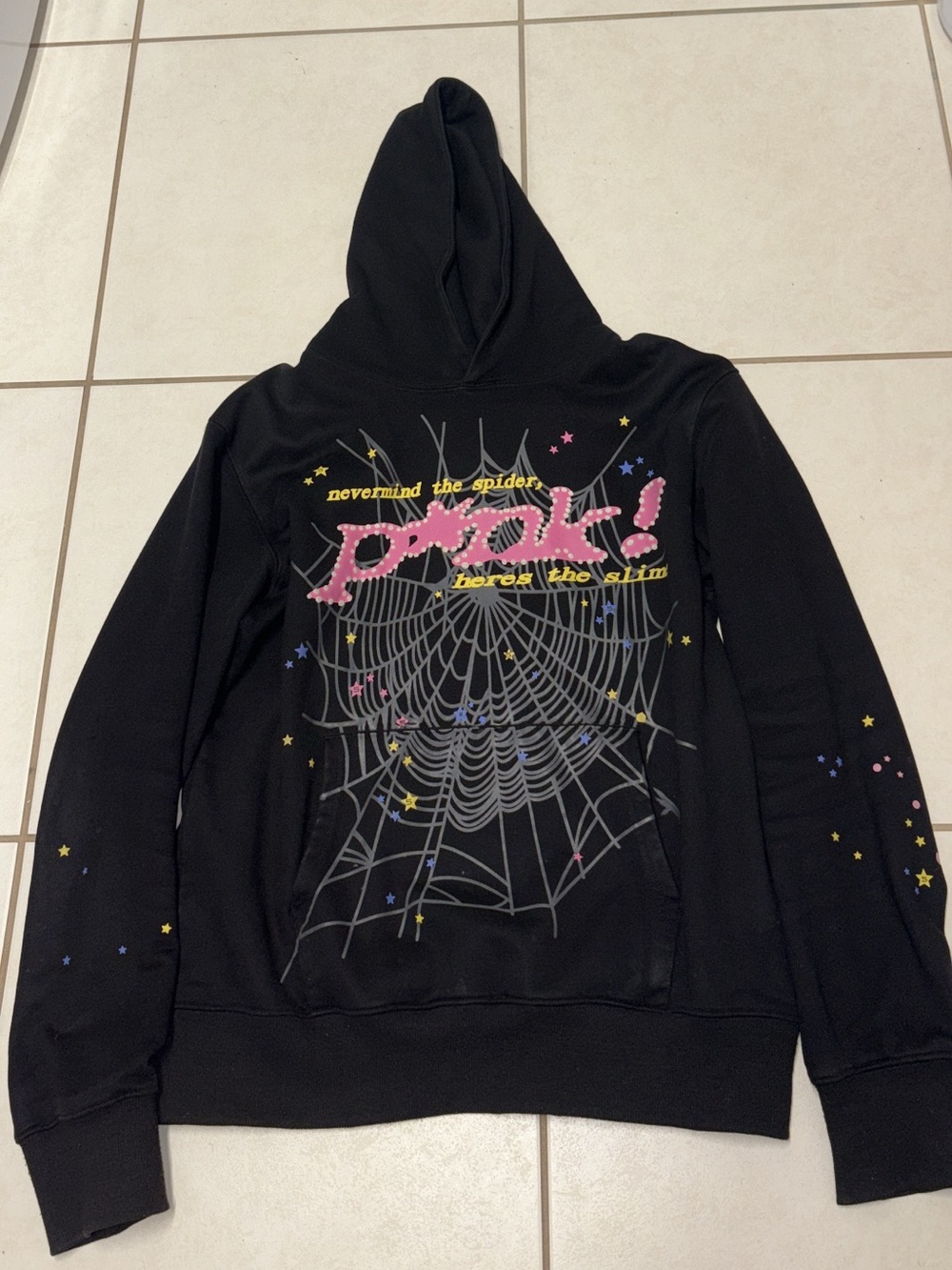 Black Graphic Hoodie with Pink 'prank!' Script